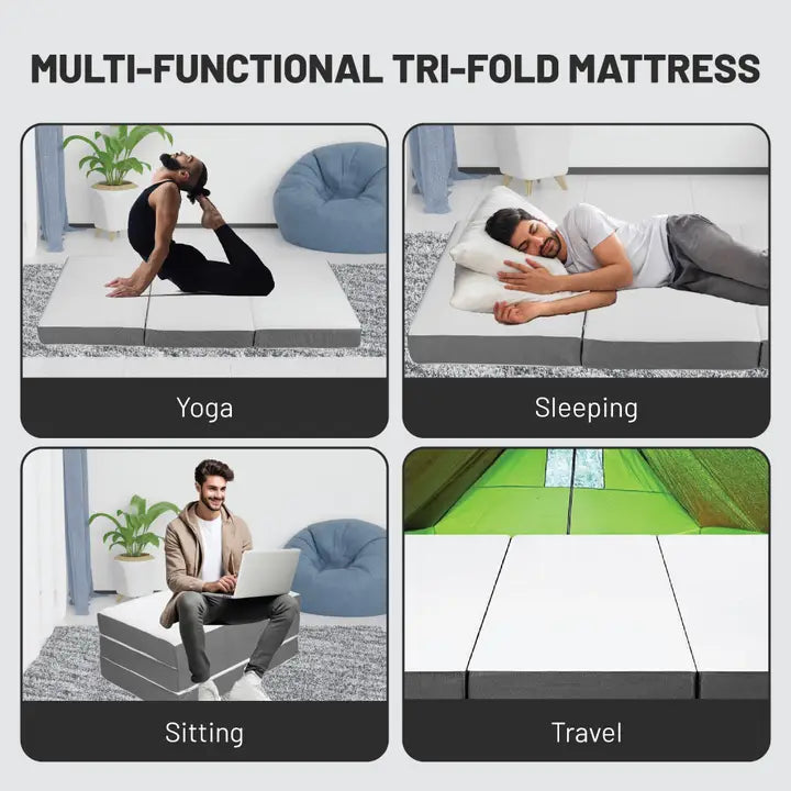 5-Inch Tri-Folding Gel Memory Foam Portable Floor Mattress